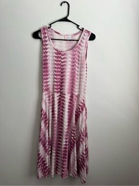 LuLaRoe Pink and White Tie-Dye Midi Dress